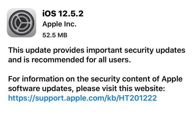 朔州苹果手机维修分享iOS12.5.2发布，建议所有老苹果用户安装 